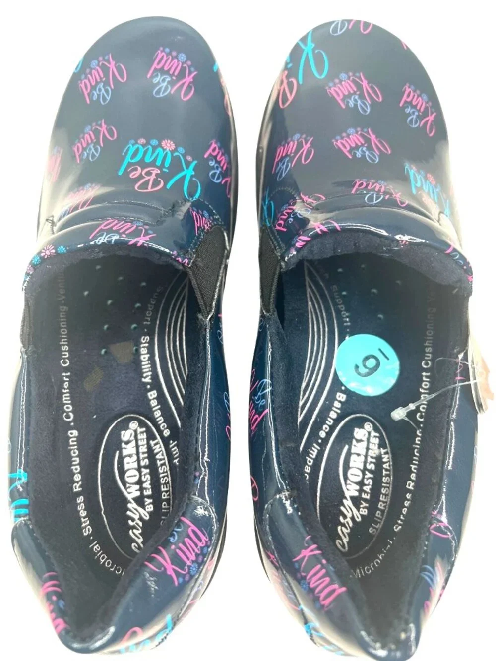 Easy Works Be Kind Clogs 6W Navy Pink Slip Resistant Nursing Comfort Shoes - Picture 6 of 14